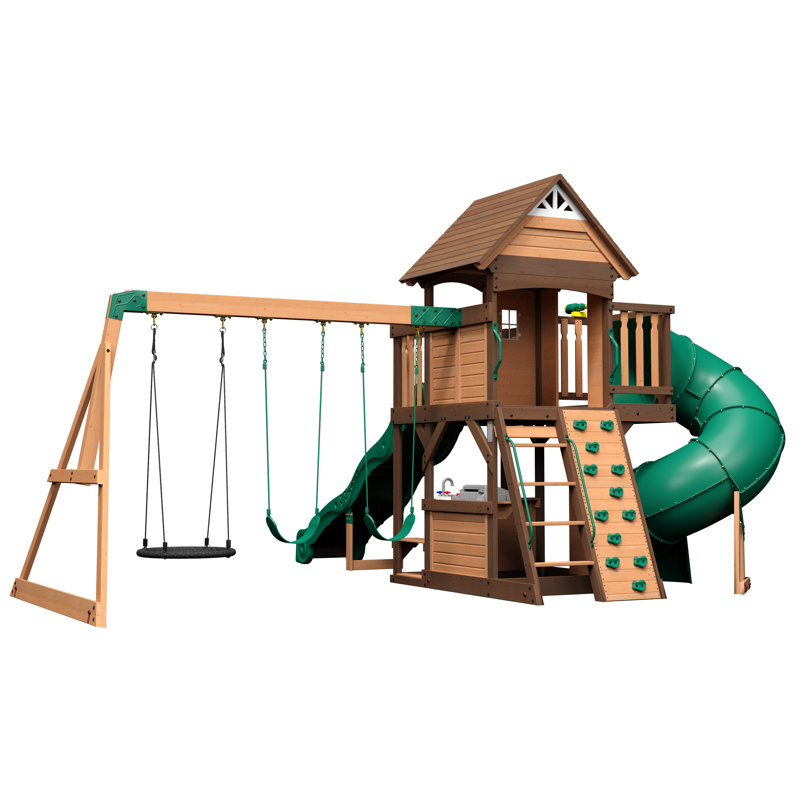 Backyard Discovery Cedar Cove Wooden Swing Set & Reviews Wayfair